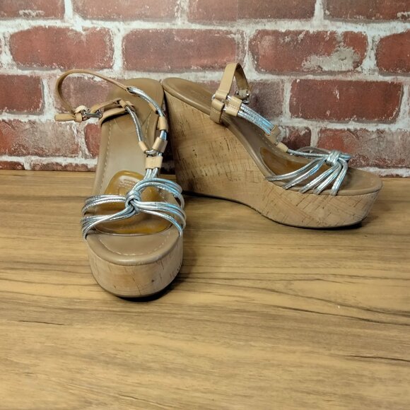 Coach Wedges Womens Size 9.5 Easy On Platform Heeled Sandals Signature C Style - Picture 2 of 8